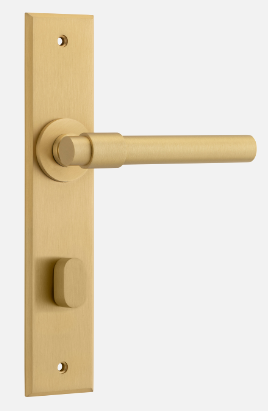 Iver Helsinki Door Lever 15404 Chamfered Backplate Brushed Brass - Passage ,Privacy & Entrance