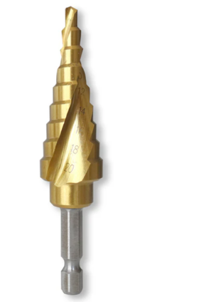Tusk Heavy Duty HSS Step Drill Bits 4-12mm,4-20mm & 6-30mm,9 & 13 steps Spiral Flute QC Hex Tin Coated and Straight Shank