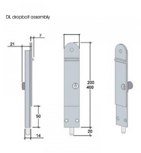 Lohala Centor DL 200mm and 400mm - Dropbolt, low profile, Non-keyed - Natural anodised & Brushed metallic