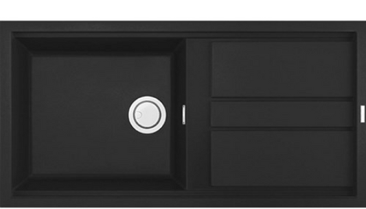 BURNS & FERALL ELLECI SINGLE BOWL AND DRAINER & YOP MOUNT BOWL BEST GRANITEK ELGB480-40 INSERT FULL BLACK