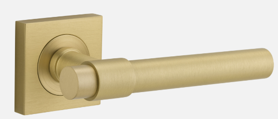 Iver Helsinki Door Lever 16204 Square Rose Backplate Brushed Gold PVD - Passage ,Privacy & Entrance