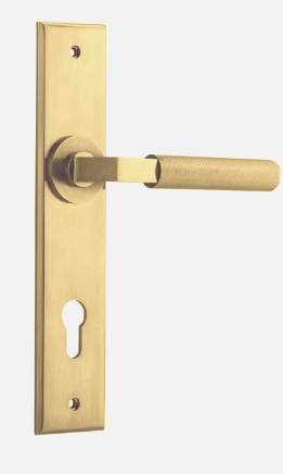 Iver Brunswick Door Lever 16296 Chamfered Backplate Brushed Gold PVD - Passage ,Privacy & Entrance