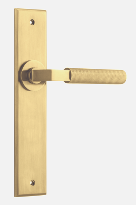 Iver Brunswick Door Lever 16296 Chamfered Backplate Brushed Gold PVD - Passage ,Privacy & Entrance