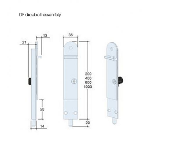Lohala Centor DF 400mm Dropbolt Key Locking, - PVD Brass ,Brushed Metallic