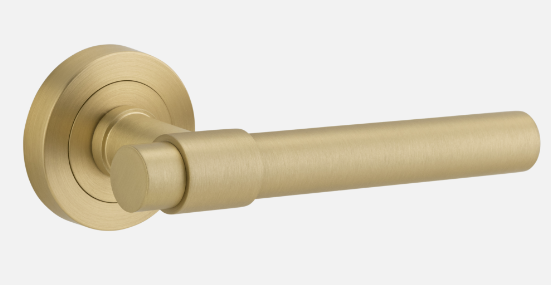 Iver Helsinki Door Lever 16626 Round Rose Backplate Brushed Gold PVD - Passage ,Privacy & Entrance