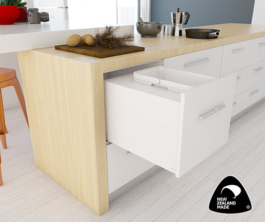 Tanova Designer Series 2 Pull Out Soft Close and Soft Close push to Open Kitchen Waste Bin 450mm 1 Bucket -White and Charcoal