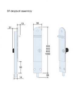 Lohala Centor DF 600mm Dropbolt Key Locking, - Natural Anodised & Brushed Metallic