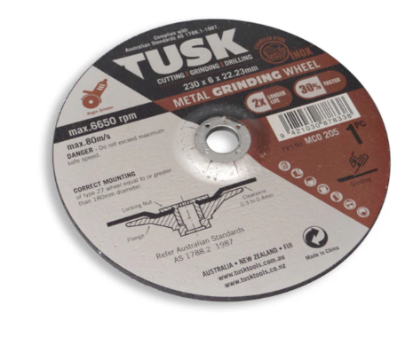 Tusk Heavy Duty Metal Grinding Wheel 105mm x 6 x 16 ,115mm x 6 x 22.23 ,125mm x 6 x 22.23 ,180mm x 6 x 22.23 & 230mm x 6 x 22.23 1pc