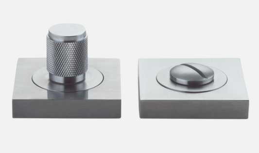 Iver Brunswick Privacy Turn Concealed Fix Square Knurled Signature Brass & Brushed Chrome