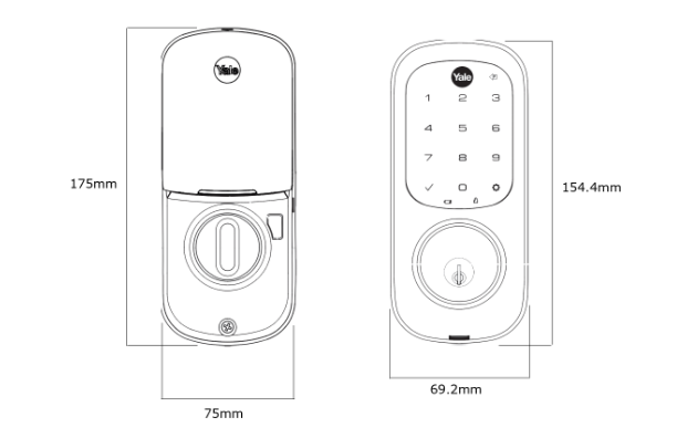 YALE ASSURE KEYED SMART-READY LOCK WITH APEX 141 X 300 ENTRANCE SET SATIN NICKEL & MATT BLACK