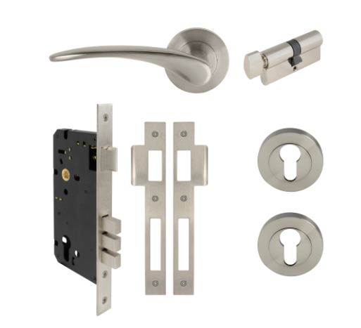 Windsor Premium NZ Astron - Apollo Round Rose Entrance Set Price Per Set - Available in 4 Colours : Matt Black ,Brushed Nickel ,Powder Coat & Satin Chrome
