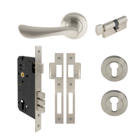 Windsor Premium NZ Astron - Juno Round Rose Entrance Set Price Per Set - Available in 4 Colours : Matt Black ,Brushed Nickel ,Satin Chrome & Powder Coat