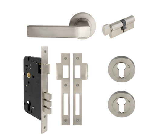 Windsor Premium NZ Astron Qube Round Rose Entrance Set Priced Per Set -Available in 4 Colours : Matt Black ,Brushed Nickel ,Powder Coat & Satin Chrome