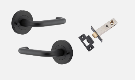 Iver Oslo Door Lever 20353 Round Rose Backplate Matt Black - Passage and Privacy