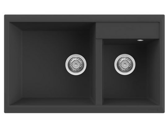 BURNS & FERALL ELLECI FLORENCE, UNDERMOUNT & TOPMOUNT DOUBLE BOWL BLACK GRANITE
