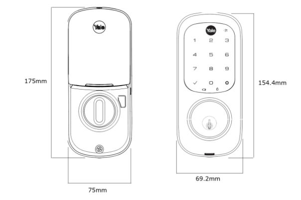 YALE ASSURE KEYED SMART-READY LOCK WITH APEX 141 X 450 ENTRANCE SET SATIN NICKEL & MATT BLACK