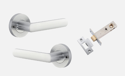 Iver Osaka Door Lever 20775 Round Rose Backplate Brushed Chrome - Passage ,Privacy & Entrance