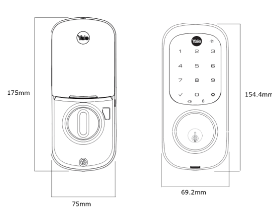 YALE ASSURE KEYED SMART-READY LOCK WITH APEX 141 X 600 ENTRANCE SET SATIN NICKEL & MATT BLACK