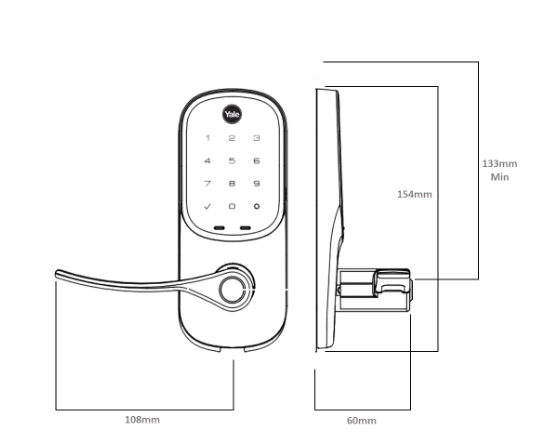 YALE ASSURE KEYED DIGITAL LEVER LOCK OIL RUBBED BRONZE