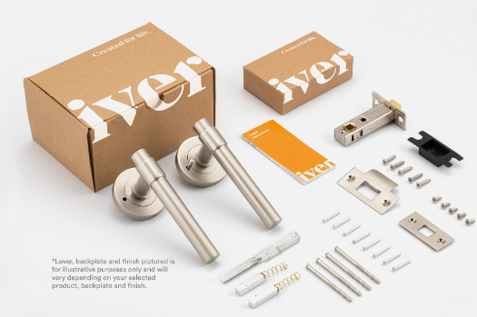 Iver Door Lever Baltimore Return 20789 Round Rose Satin Nickel - Passage, Privacy & Entrance