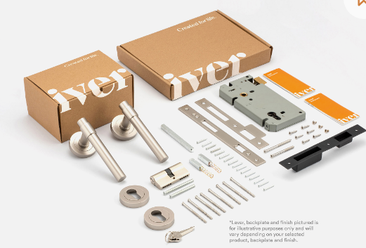 Iver Bronte Door Lever 0401 Square Rose Signature Brass - Passage ,Privacy & Entrance