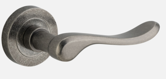 Iver Stirling Door Lever 20797 Round Rose Backplate Distressed Nickel - Passage ,Privacy & Entrance