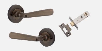 Iver Copenhagen Door Lever 20801 Round Rose Backplate Signature Brass - Passage ,Privacy & Entrance