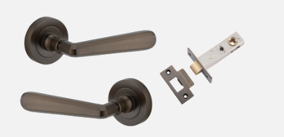 Iver Copenhagen Door Lever 20801 Round Rose Backplate Signature Brass - Passage ,Privacy & Entrance