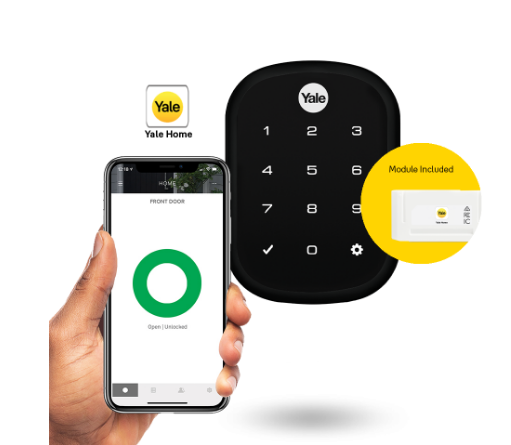YALE ASSURE SL(Keyless) SMART-READY LOCK WITH APEX 141 X 450 ENTRANCE SET MATT BLACK & SATIN NICKEL