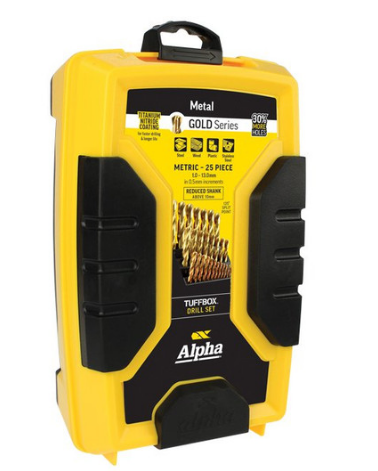 Trucut Heavy Duty Alpha Drill Set Reduced Shank & Slim Box Gold Series Metric 1-13mm