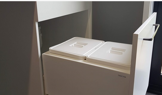 Tanova NZ Kitchen Bin - Drawer Frame & Buckets 400mm Cabinet  Available In 5 Sizes : 1 x 15 Litre ans 2 x 6 Litre ,1 x 18 Litre and 2 x 8 Litre  ,2 x 15 Litre ,2 x 18 Litre ,2 x 24 Litre - White  Charcoal