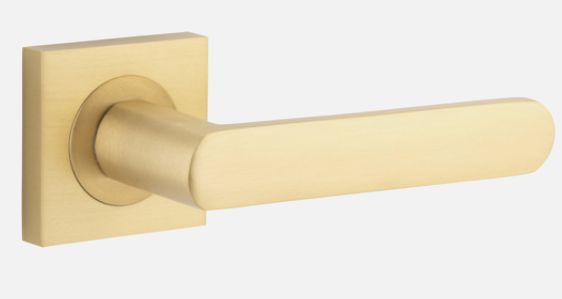 Iver Osaka Door Lever 21186 Square Rose Backplate Brushed Brass - Passage ,Privacy & Entrance