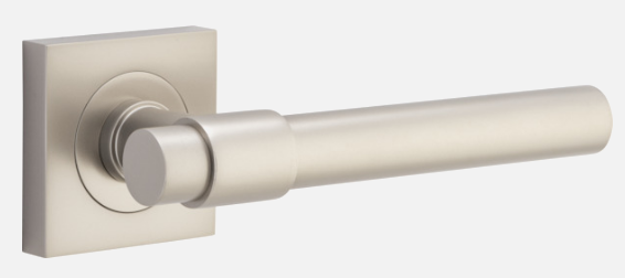 Iver Helsinki Door Lever 21209 Square Rose Backplate Satin Nickel - Passage ,Privacy & Entrance