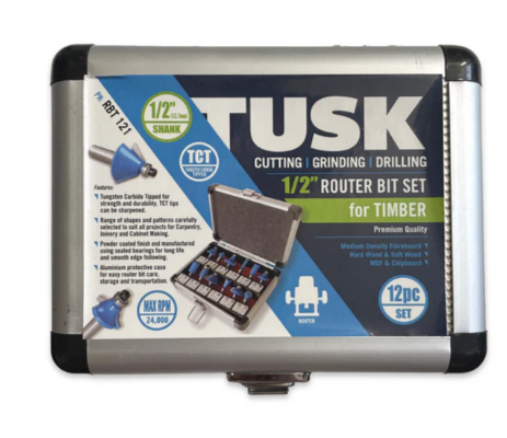 Tusk Heavy Duty Router Bits 1/2" & 1/4" 12pc Set