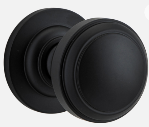 Iver Paddington Door Knob 0213 Round Rose Matt Black - Passage kit , privacy kit & Entrance Kit (Dual Function 5 pin and Key Thumb 6 Pin)