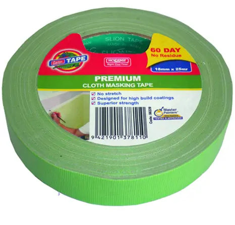 SOUDAL GORILLA PREMIUM CLOTH MASKING TAPE 45 DAY 50MM X 25MR GREEN PRICED PER ROLL MINIMUM ORDER 12 ROLLS