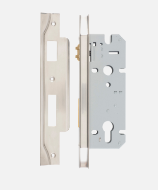 Iver Mortice Lock Roller Euro Rebated 6104 Centre to Centre 85mm Backset 45mm & 60mm - Satin Nickel