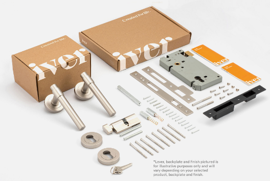 Iver Brunswick Door Lever 0424 Square Rose Polished Chrome - Passage ,Privacy & Entrance