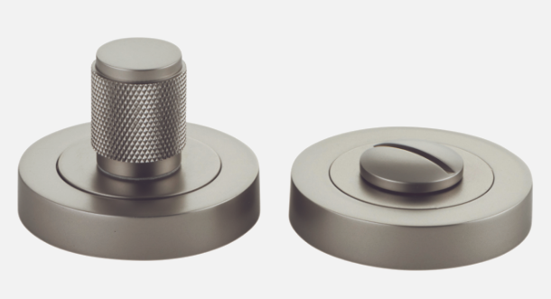 Iver Brunswick Privacy Turn Concealed Fix Round Knurled Matt Black & Satin Nickel