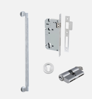 Iver Brunswick 9434 Pull Handle Centre to Centre 450mm Polished Chrome - Pull Handle Single ,Entrance Kit Thumb 5 Pin and Entrance Dual Function 5 Pin
