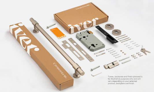 Iver Berlin Pull Handle 9443 Centre to Centre 450mm Matt Black - Pull Handle Single ,Entrance Kit Thumb 5 Pin and Entrance Dual Function 5 Pin