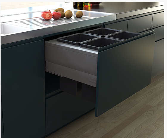 Tanova NZ Designer Soft Close Kitchen Bin - 800mm, 600mm,450mm,400mm,350mm,300mm Cabinet - 4 x 24Litre ,4 x 12Litre ,2 x 36Litre,,2 x 24Litre,2 x 18Litre & 2 x 12Litre β Grey