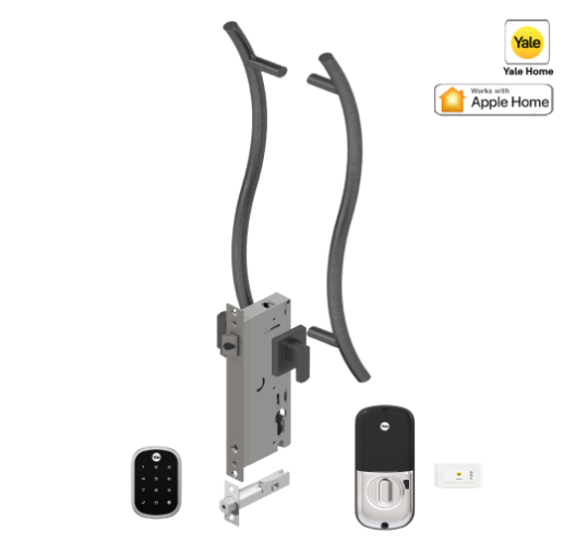 YALE ASSURE SL(KEYLEASS) SMART-READY LOCK WITH APEX 147X450 ENTRANCE SET MATT BLACK & SATIN NICKEL