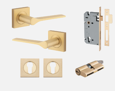 Iver Como Door Lever 0435 Square Rose Brushed Chrome - Passage ,Privacy & Entrance