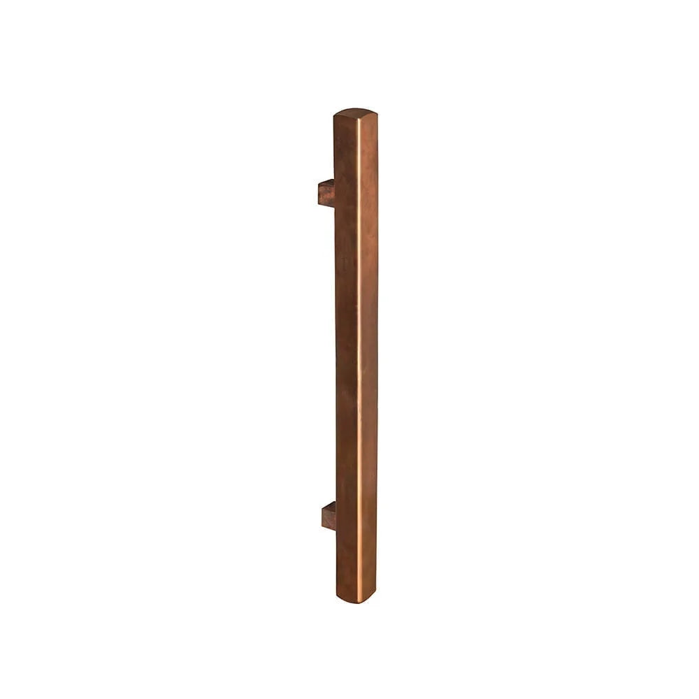 MILES NELSON ENTRANCE DOOR COPPER PULL HANDLES 600MM NATURAL FINISH (PAIR) ROUND AND SQUARE