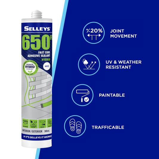 Selleys 650FC Fast Cure Adhesive Sealant 300ml - Box of 12 Cartridge or sausage