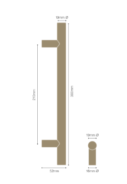 Windsor Premium NZ Entrance Brass Pull Handle Round 300mm Overall Price Per Pair Available in 10 Colours