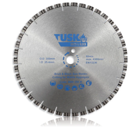 Tusk Heavy Duty Brick & Block Saw Blades (Normal Core) & (Silence Core) - 350mm x 3.2/2.2 x 10 x 25.4PH