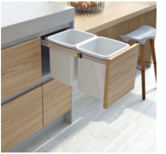 Hideaway Waste Bin Compact Range, 2 x 15 Litres Bucket , Width 418 x Height 615 x Depth 518mm Door Pull - Cinder & Arctic White ( Available in 8 sizes : 1 x 15ltr,1x 20ltr ,1 x 40ltr ,1 x 50ltr ,2 x 15ltr ,2 x 20ltr ,2 x 35ltr ,2 x 40ltr )