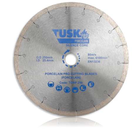 Tusk Heavy Duty Porcelain Pro Cutting Blades 250 x 2.2/1.8 x 10 x 25.4 Silence Core ,300 x 2.2/1.8 x 10 x 25.4 & 350 x 2.6/2.0 x 10 x 25.4
